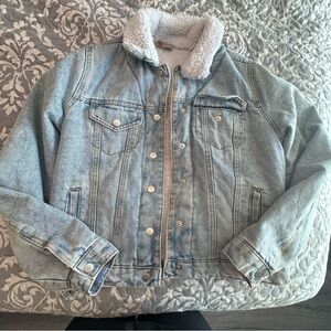 Light Blue Denim Jacket with Sherpa lining & collar